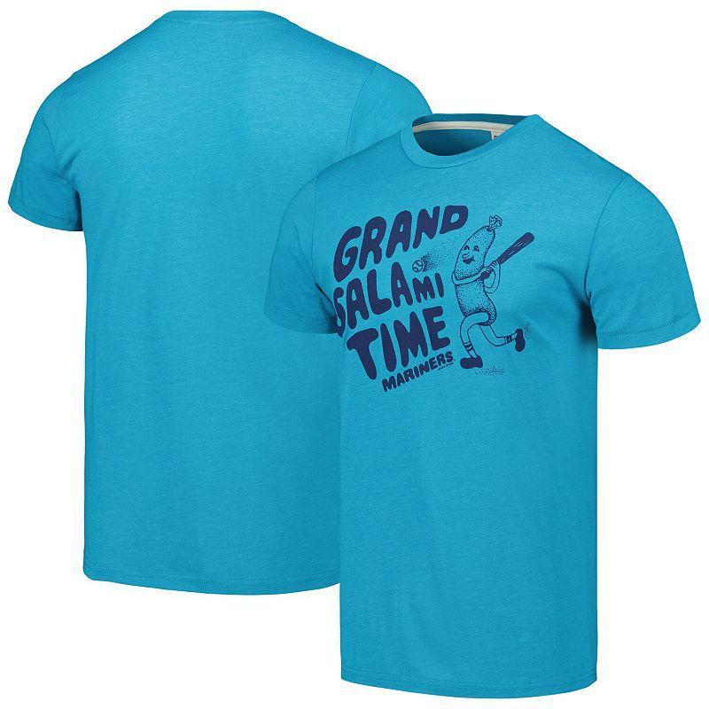 Men's Homage  Aqua Seattle Mariners Grand Salami Time Hyper Local Tri-Blend T-Shirt, Size: Small, Turquoise A Product Image
