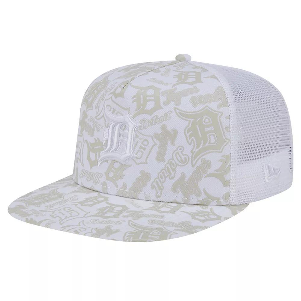 Men's New Era White Detroit Tigers Logo Dunes A-Frame Trucker 9FIFTY Snapback Hat Product Image