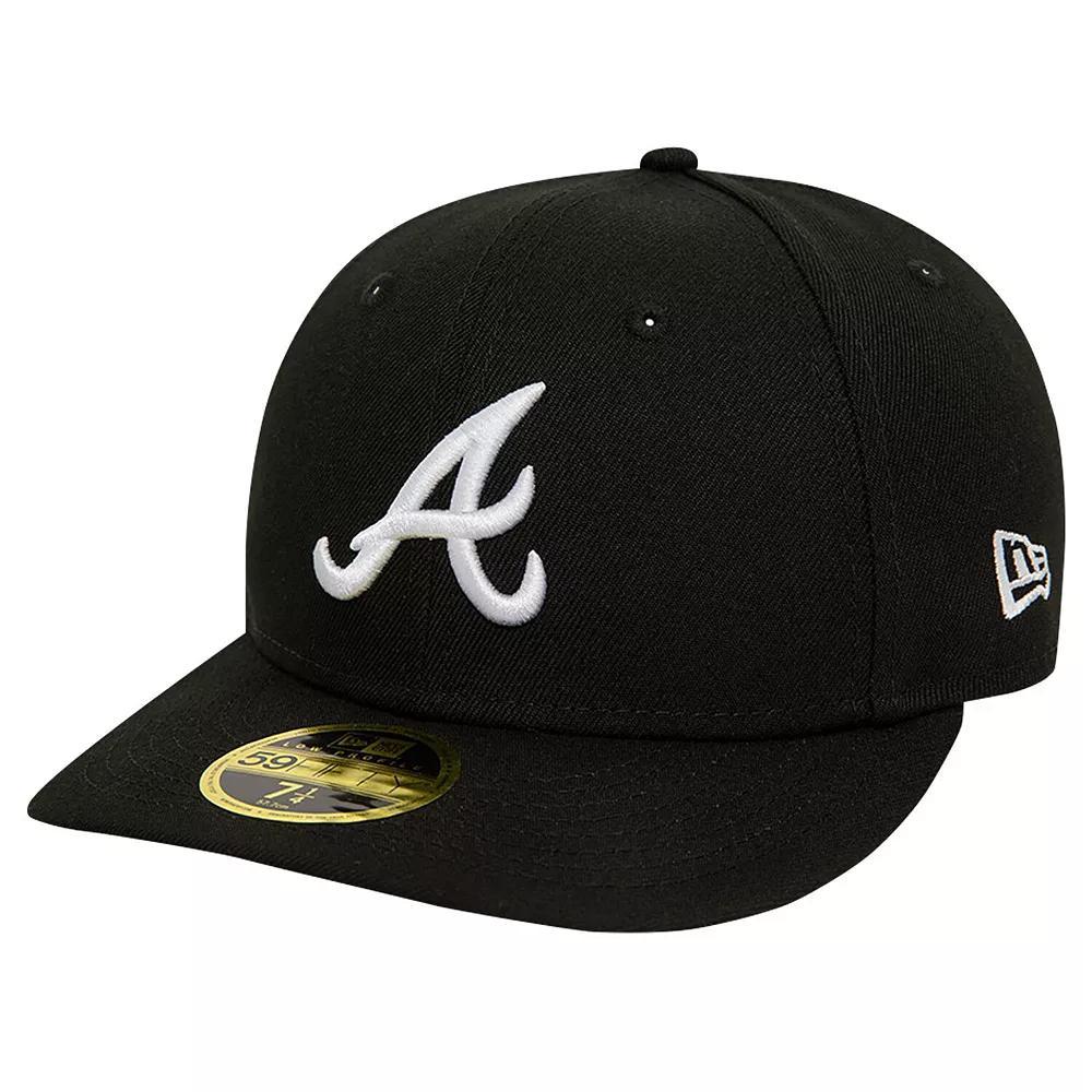 Men's New Era Black Atlanta Braves Low Profile 59FIFTY Fitted Hat, Size: 7 1/8 Product Image