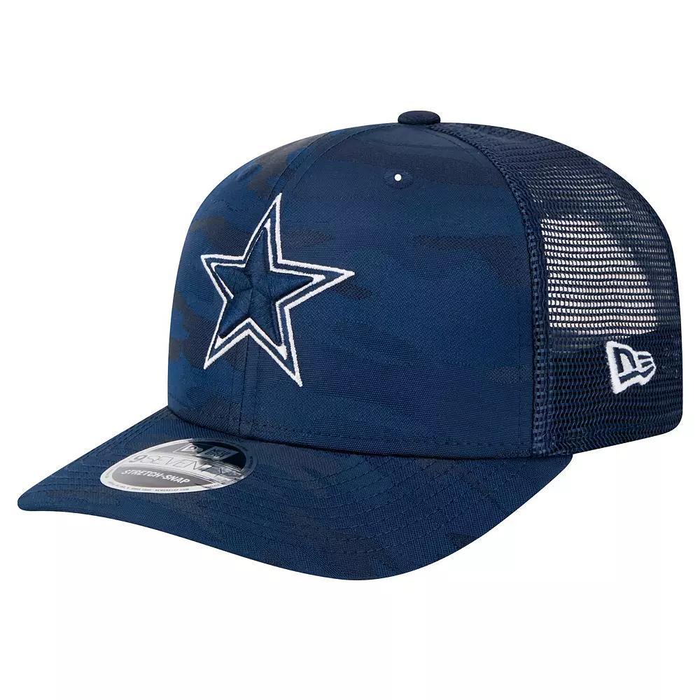 Men's New Era Navy Dallas Cowboys Adventure Camo Trucker 9SEVENTY Stretch-Snap Adjustable Hat, Blue Product Image