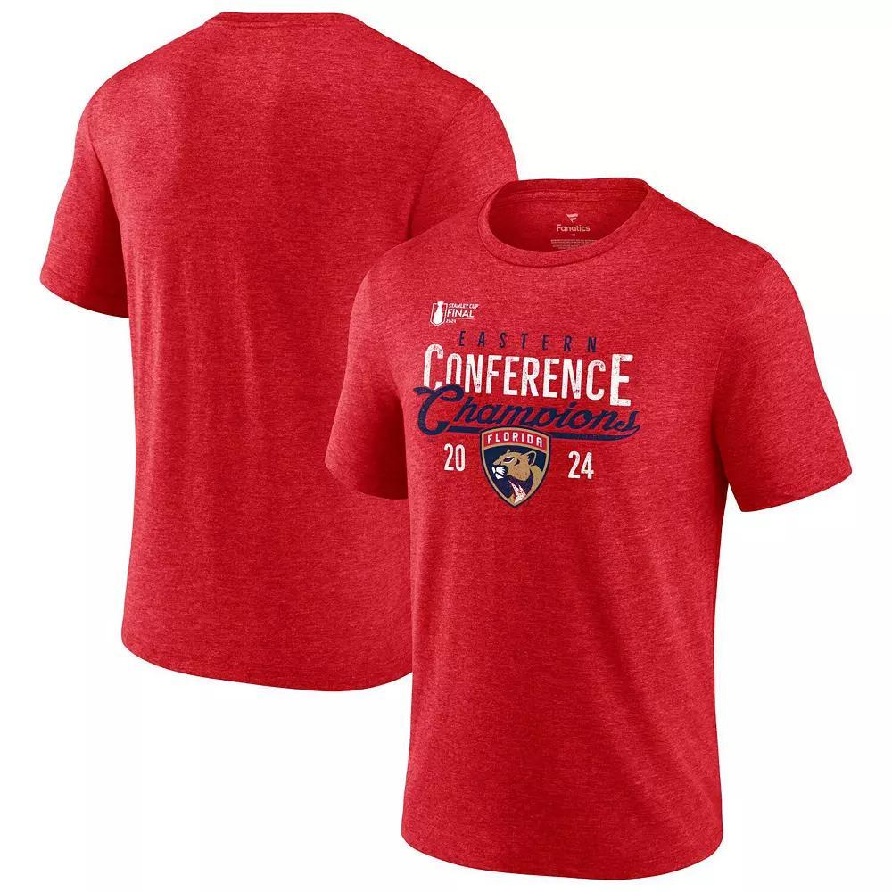 Men's Fanatics  Heather Red Florida Panthers 2024 Eastern Conference Champions Tri-Blend T-Shirt, Size: XL, Pnt Red Product Image