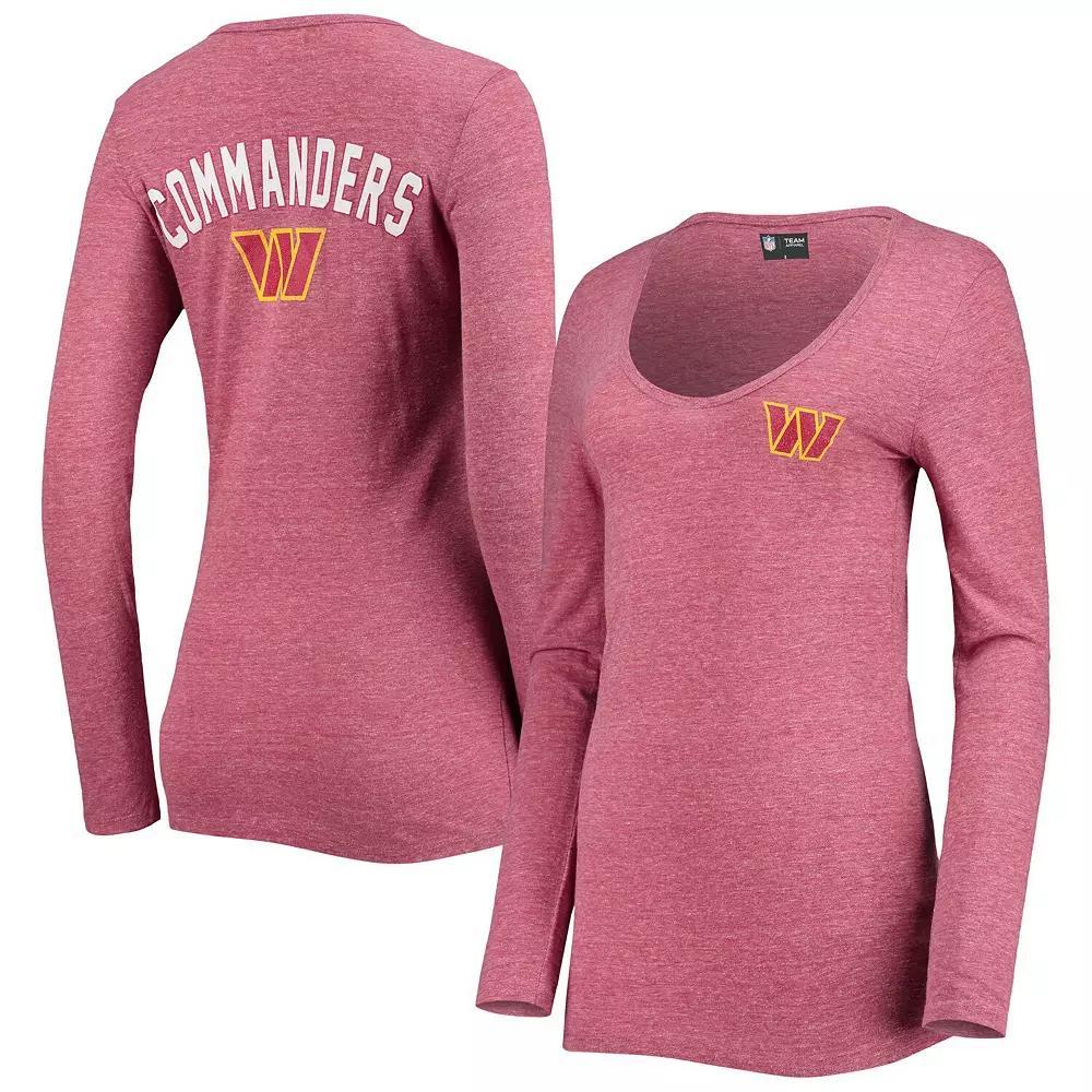 Women's New Era Burgundy Washington Commanders Scoop Neck Tri-Blend Long Sleeve T-Shirt,  Product Image