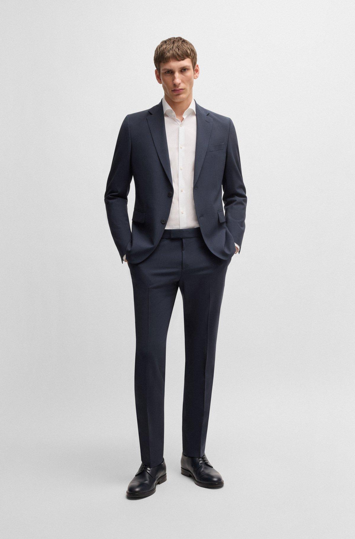 BOSS - Slim-fit suit in a performance-stretch wool blend - Dark Blue Product Image