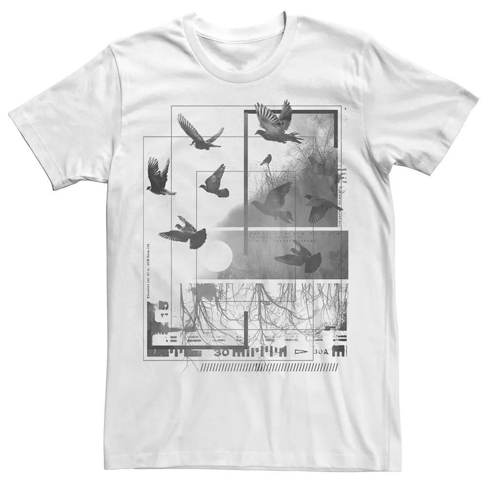 Men's Nature Birds Flying Squares Graphic Tee, Size: Medium, White Product Image