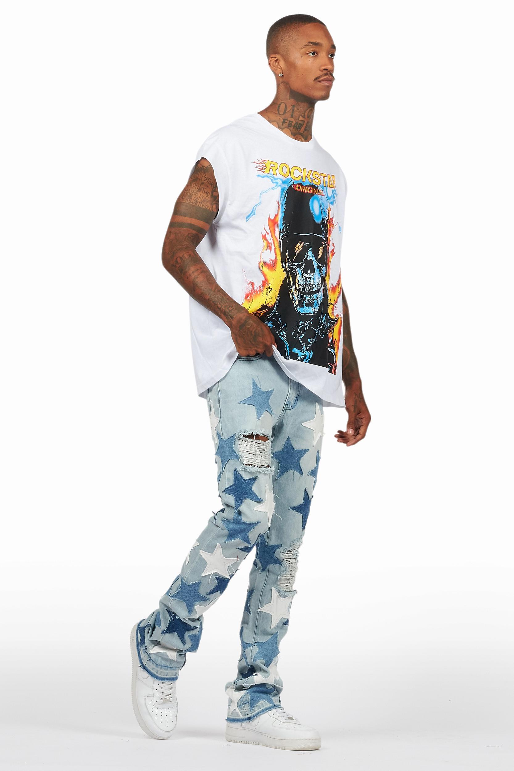 StarLane Light Blue Stacked Flare Jean Male Product Image