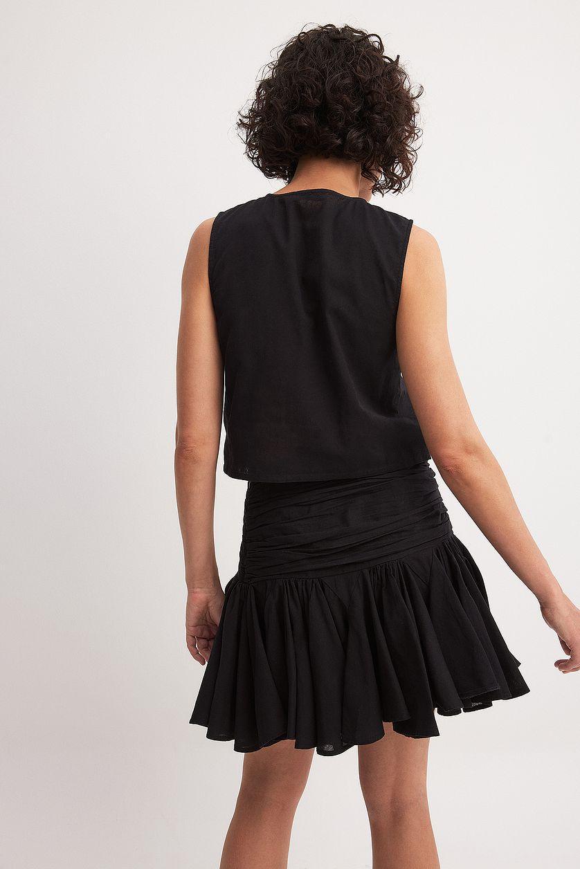 Linen Blend Frilled Mini Skirt Product Image