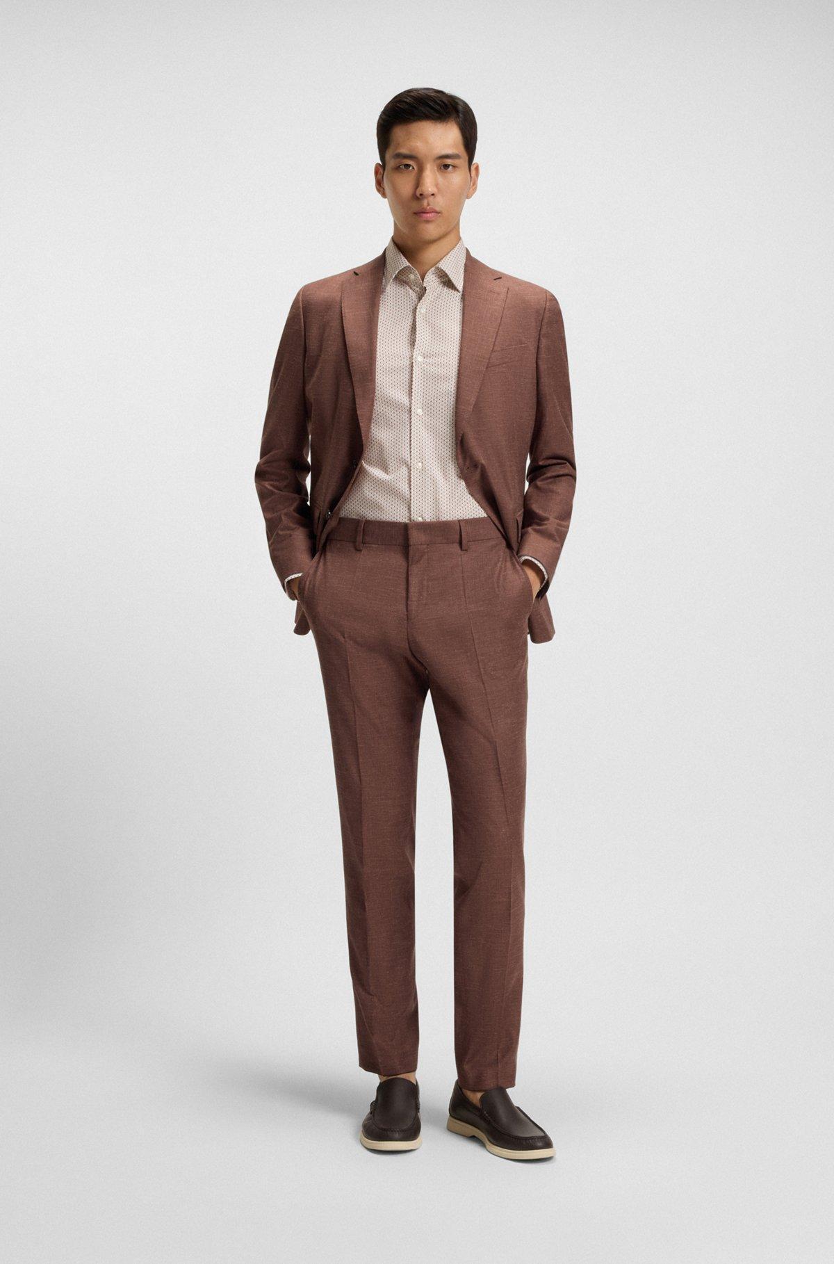 Slim-fit trousers in patterned stretch fabric Product Image