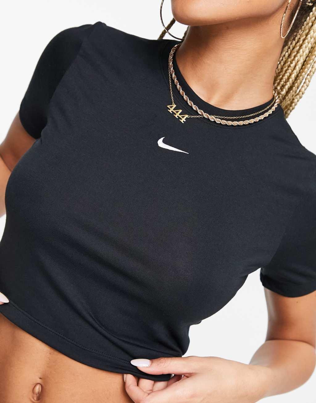 Nike Essential cropped T-shirt in black Product Image