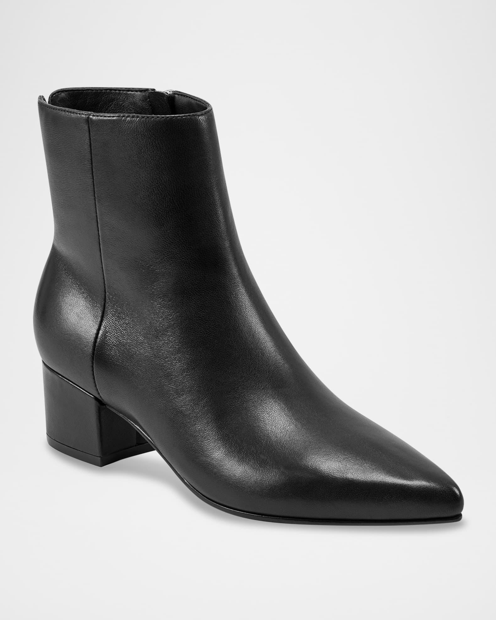 Leonna Leather Block-Heel Ankle Booties Product Image
