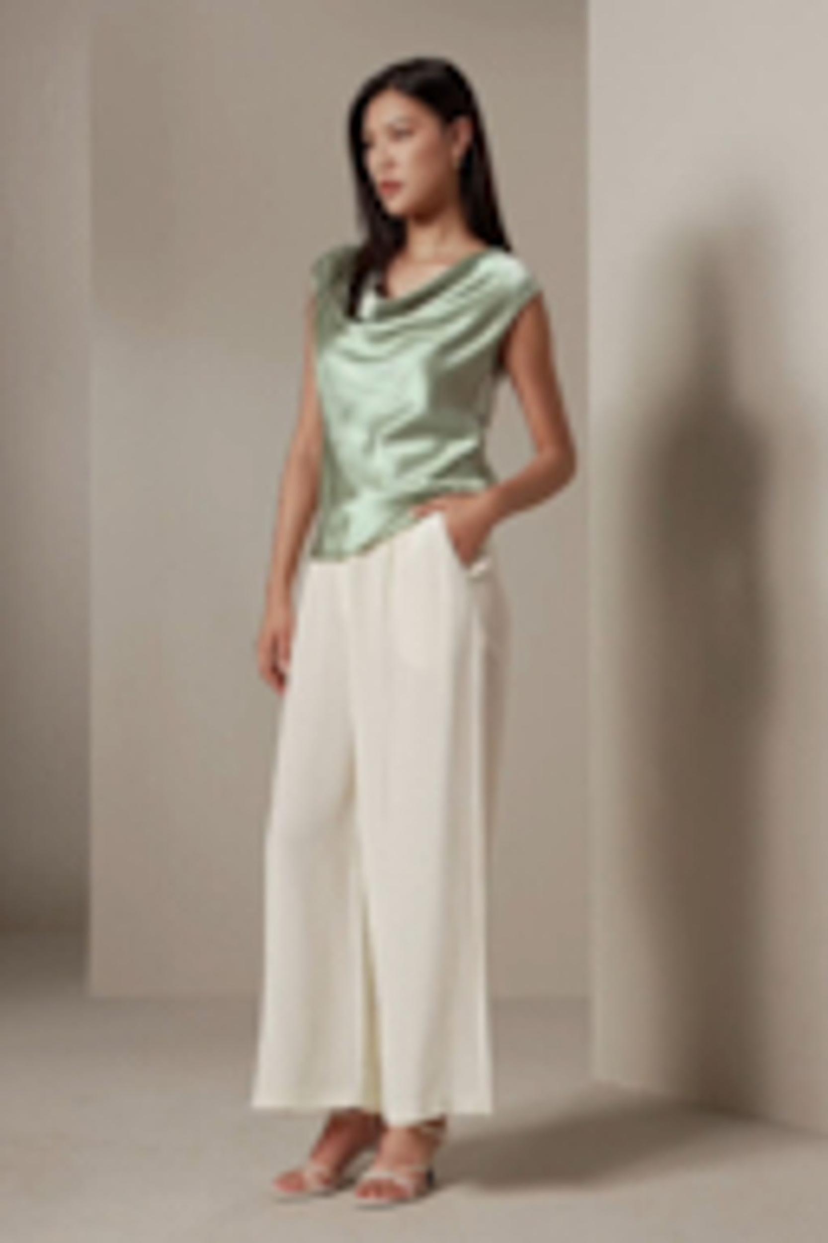 Silk Charmeuse Cowl Neck Top Product Image