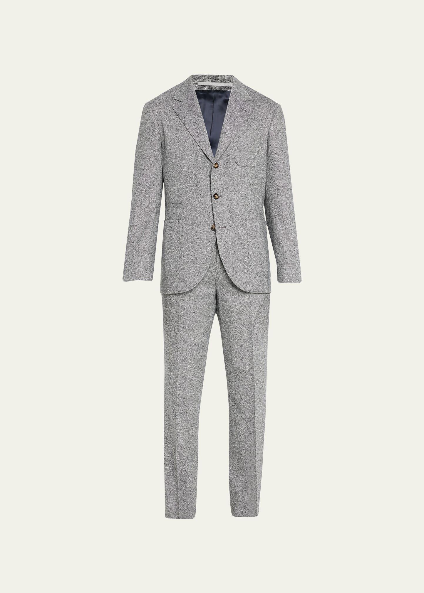 Mens Pleated Wool Donegal Suit Product Image