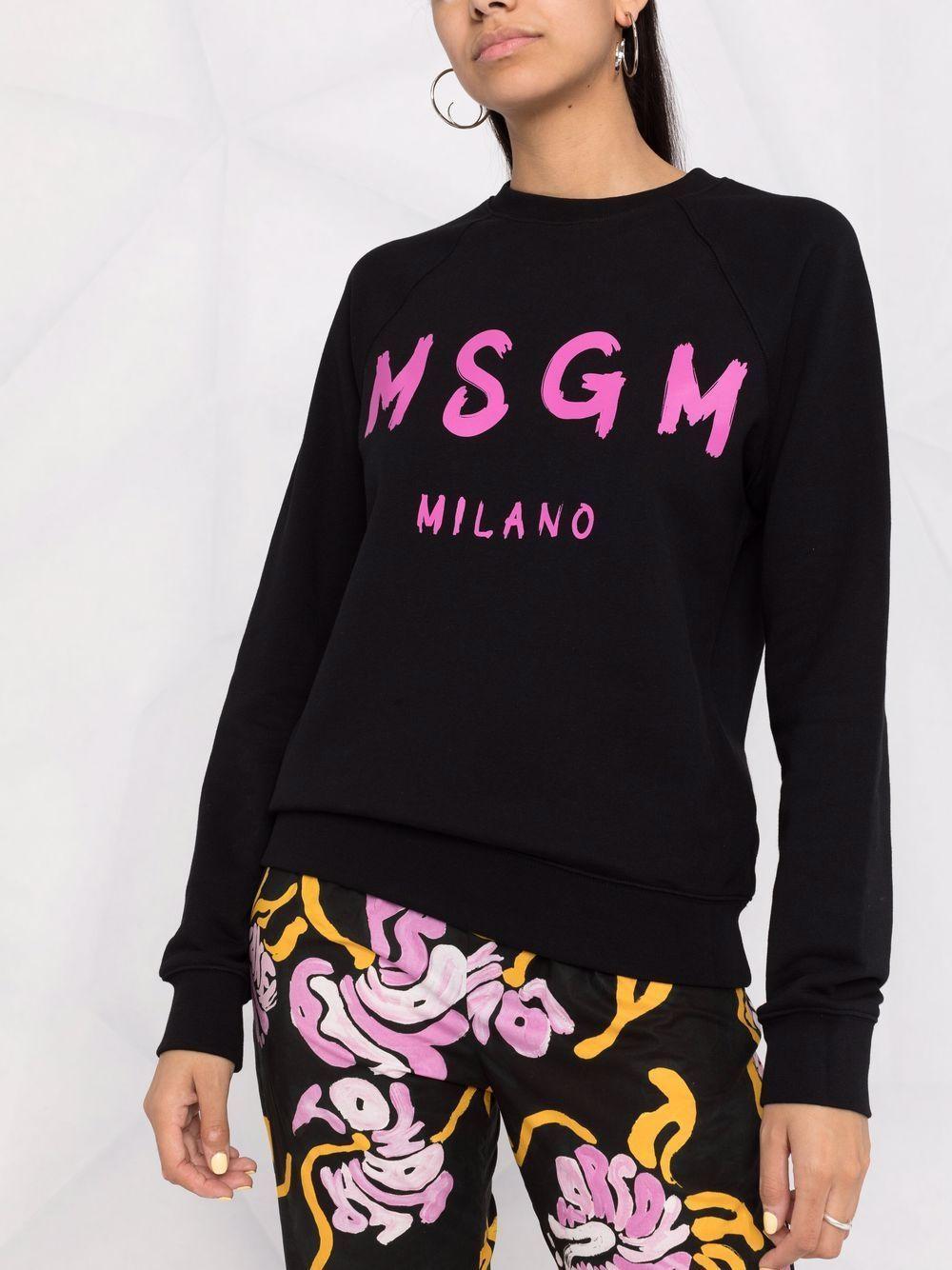 MSGM Logo-print Cotton Sweatshirt In Black Product Image