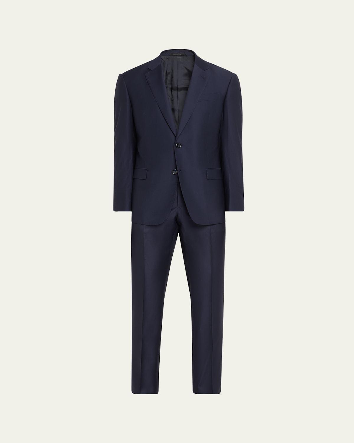 Mens Micro-Plaid Wool Classic Fit Suit Product Image