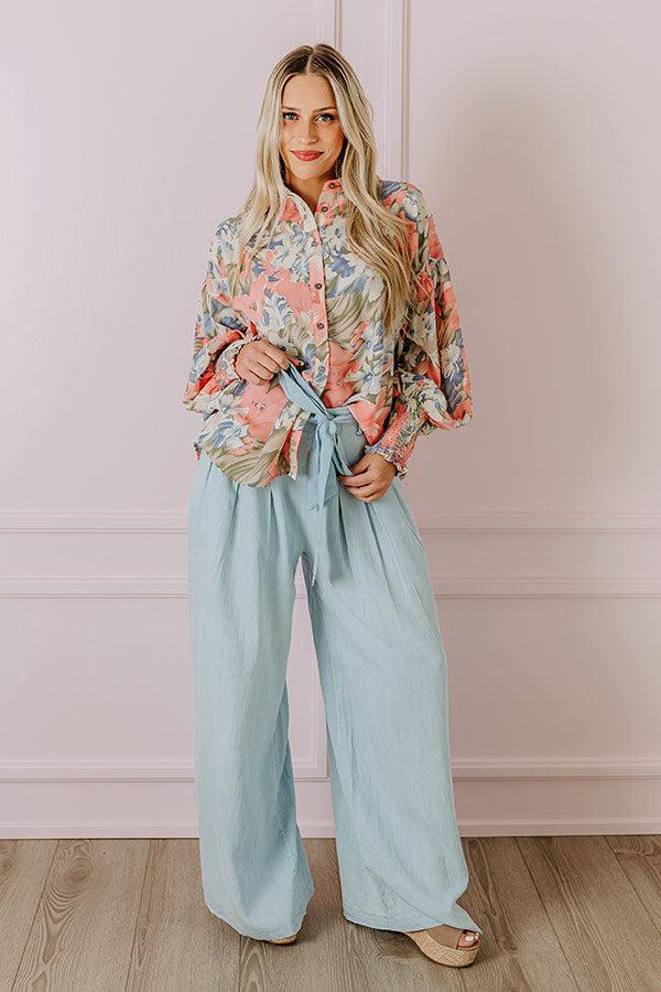 The Serena High Waist Chambray Pants in Light Wash Product Image