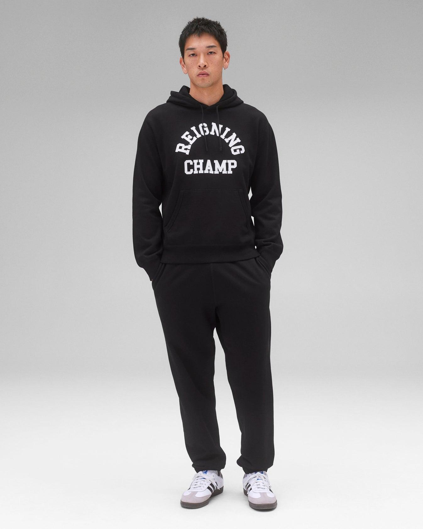 Reigning Champ Midweight Terry Arch Logo Hoodie in Black Product Image