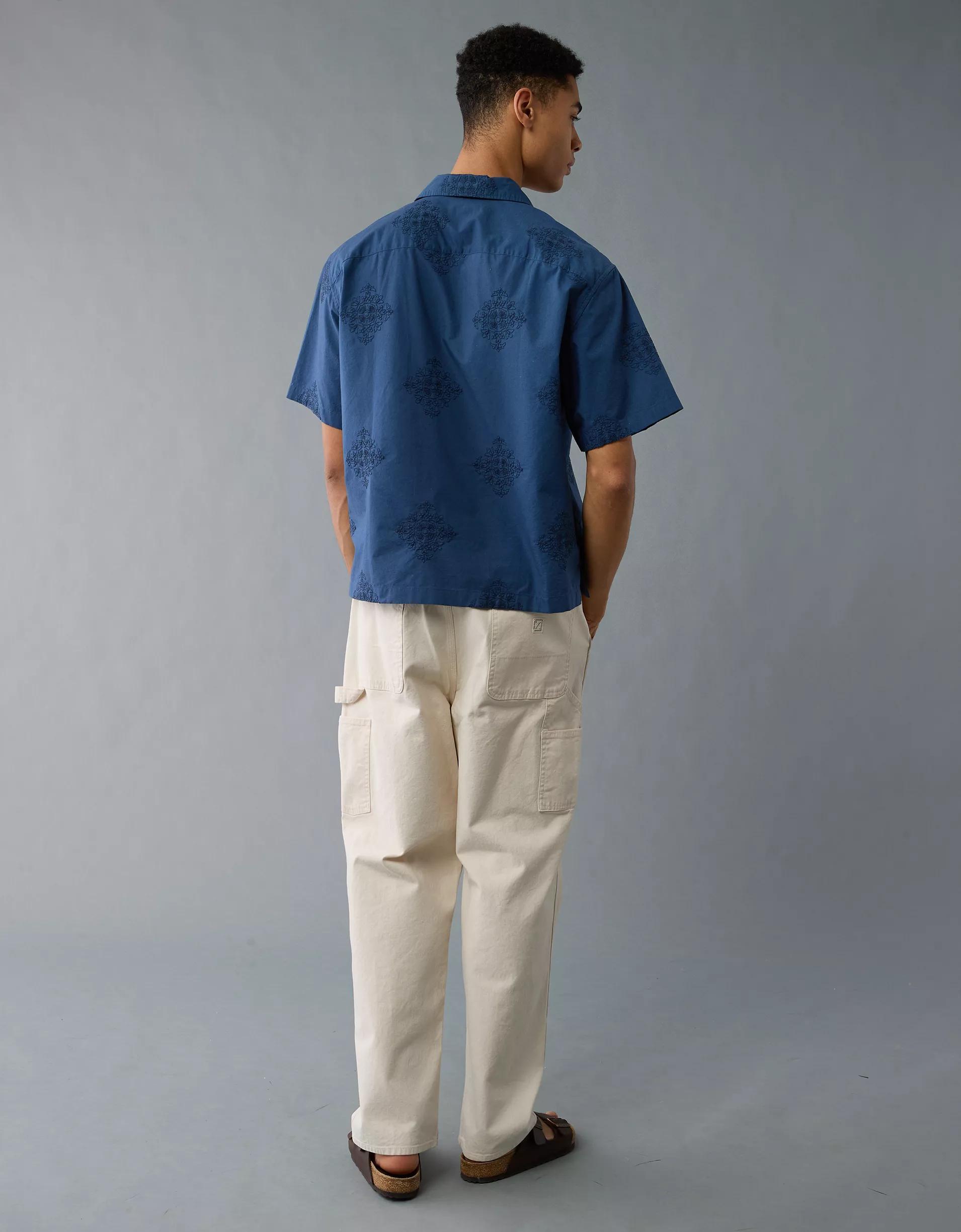 AE Poolside Linen-Blend Printed Button-Up Shirt Product Image