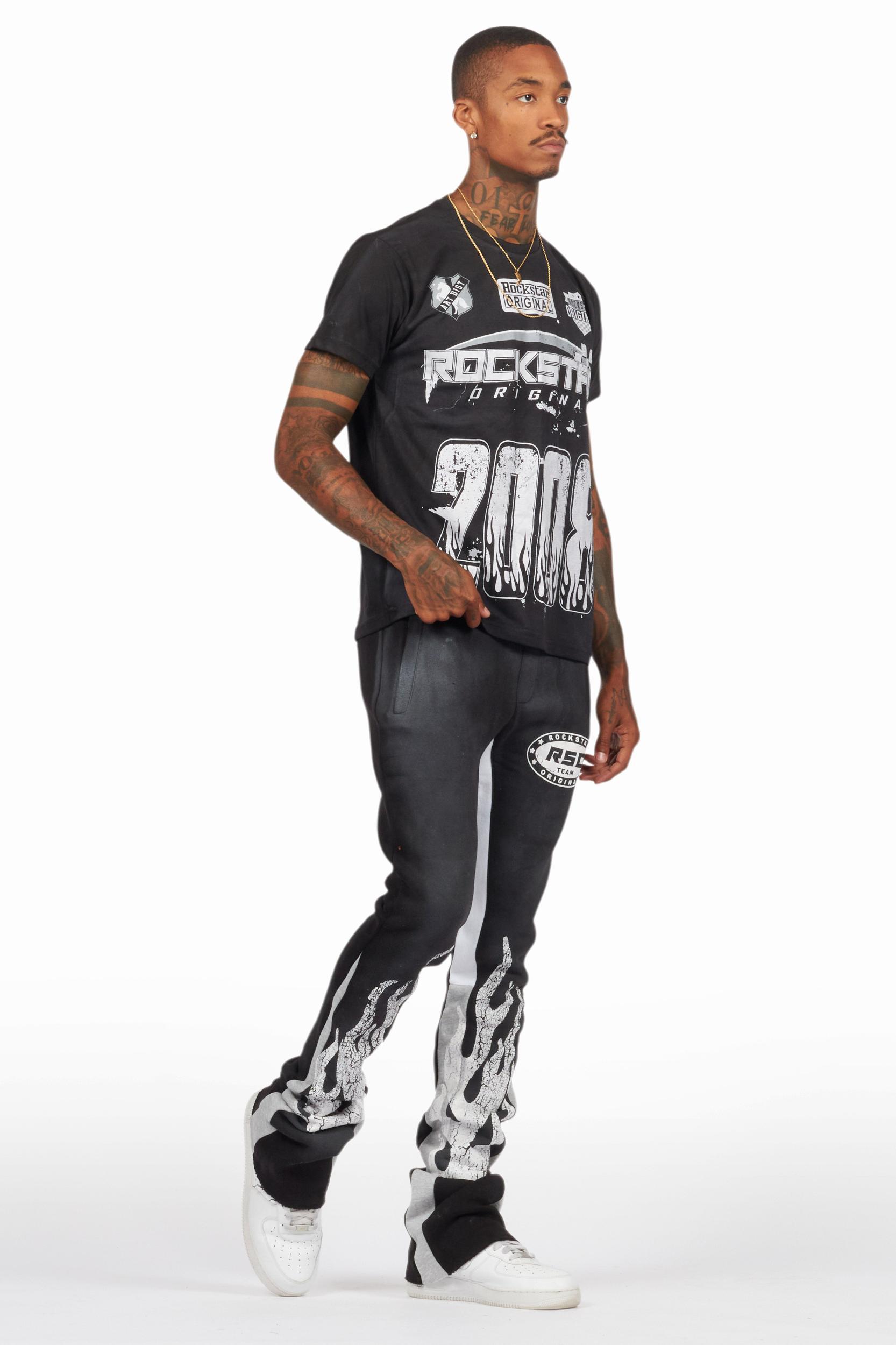 Amos Black T-Shirt/Stacked Flare Track Set Male Product Image