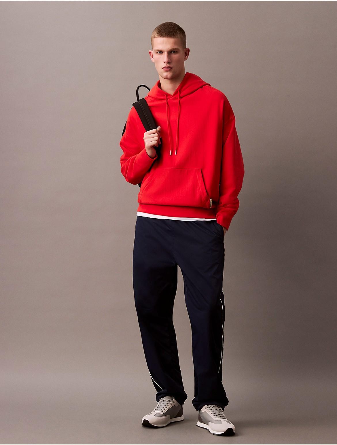 Calvin Klein Mens Cotton Blend Terry Relaxed Hoodie - Red Product Image