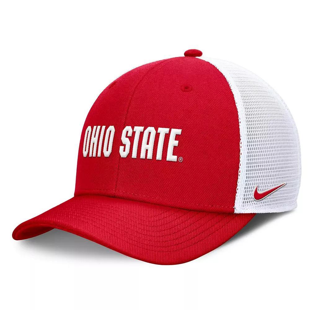 Men's Nike  Scarlet Ohio State Buckeyes Rise Performance Adjustable Trucker Hat, Size: Small/Medium, Red Product Image