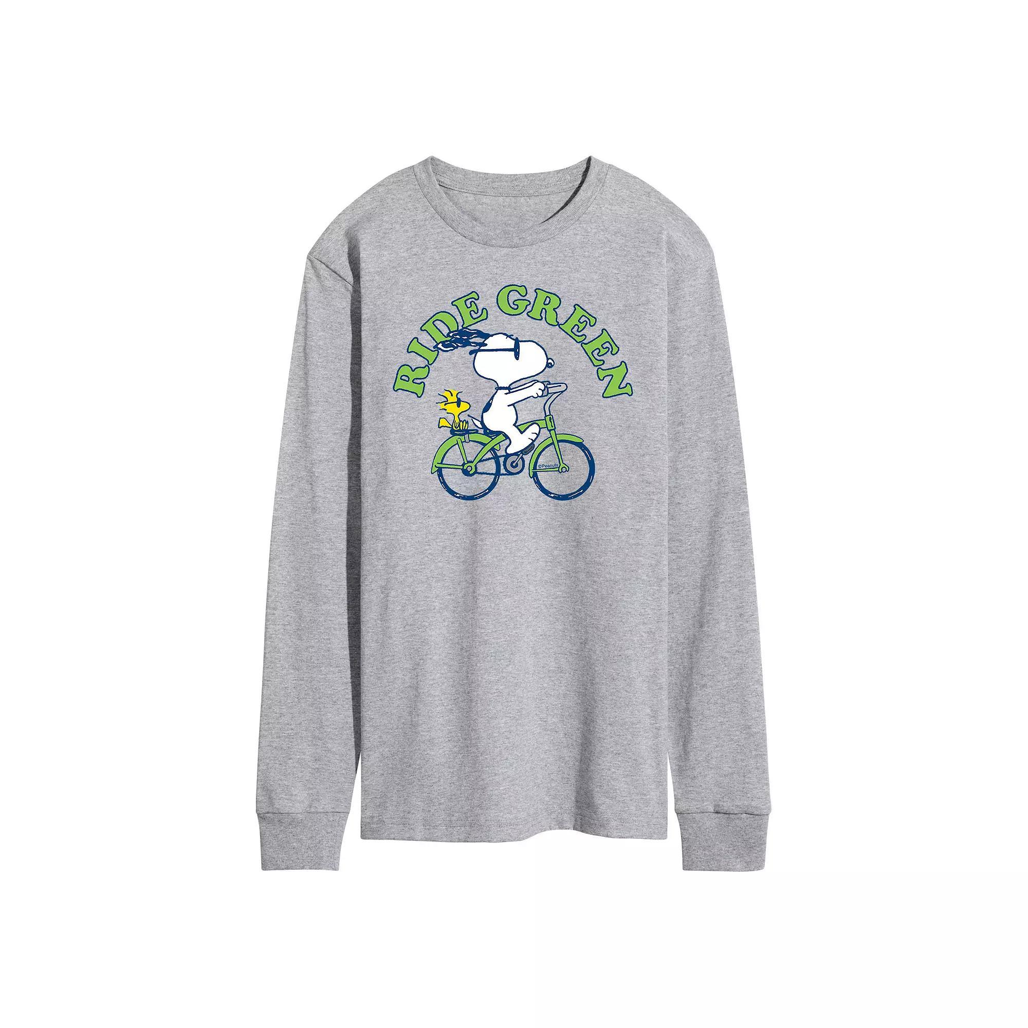 Men's Peanuts Ride Green Long Sleeve Tee,  Product Image
