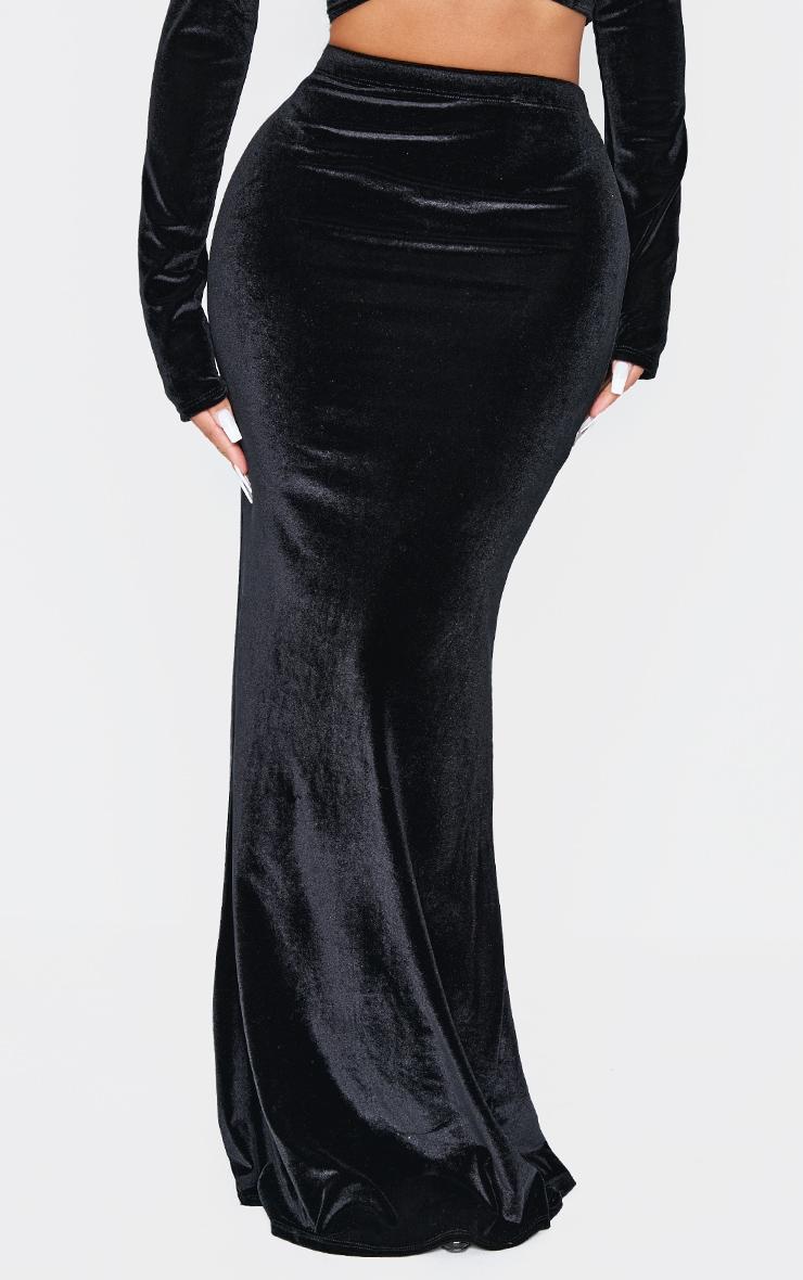 Shape Black Velvet Maxi Skirt Product Image