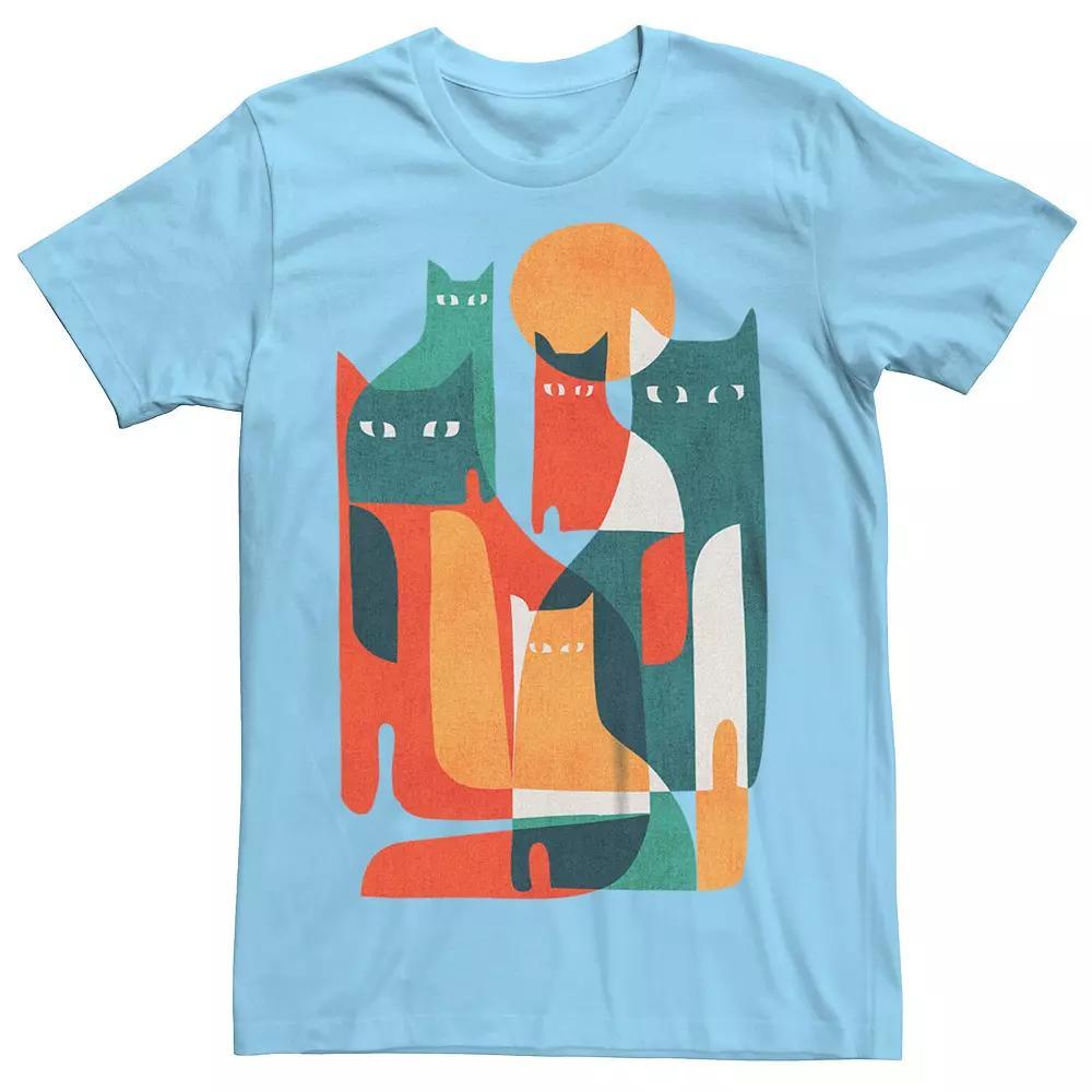 Men's Abstract Cats Graphic Tee, Size: XXL, Light Blue Product Image