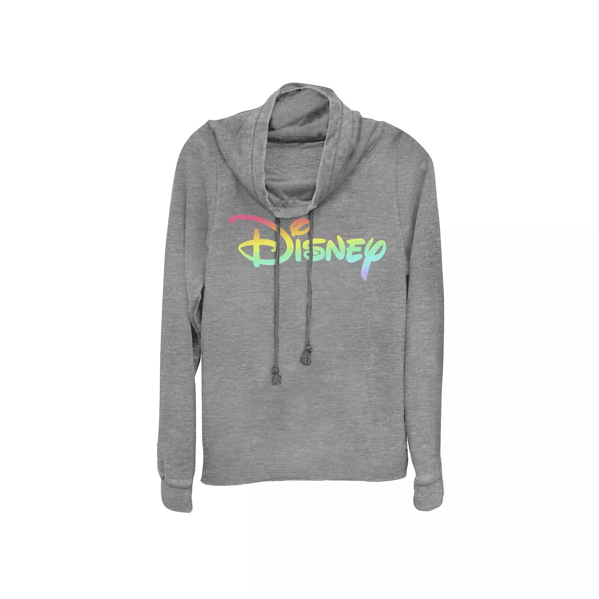 Disney's Rainbow Logo Juniors' Cowlneck Graphic Lightweight Long Sleeve, Girl's, Size: XL, Gray Grey Product Image