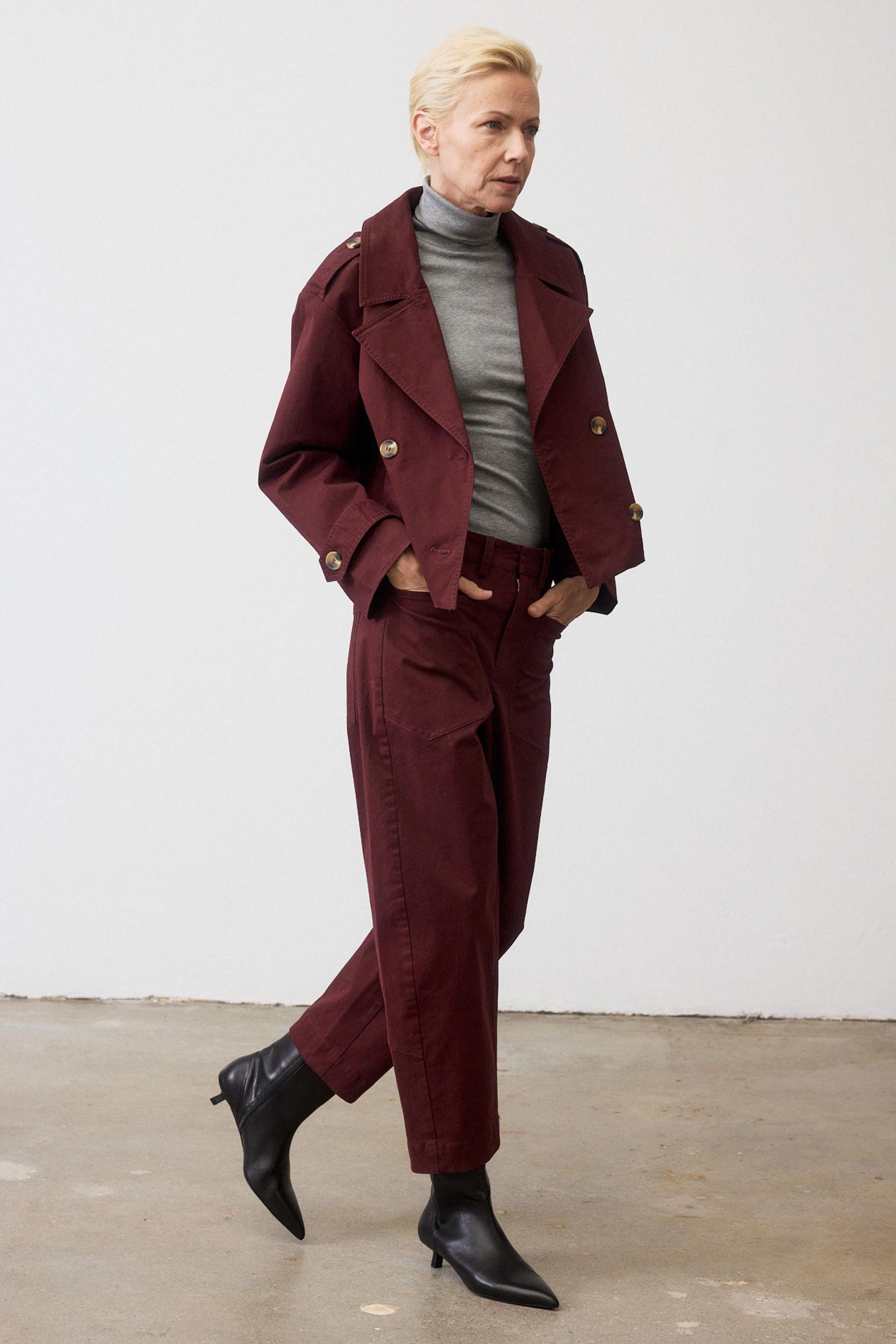 Classic Cropped Twill Trench Coat Product Image