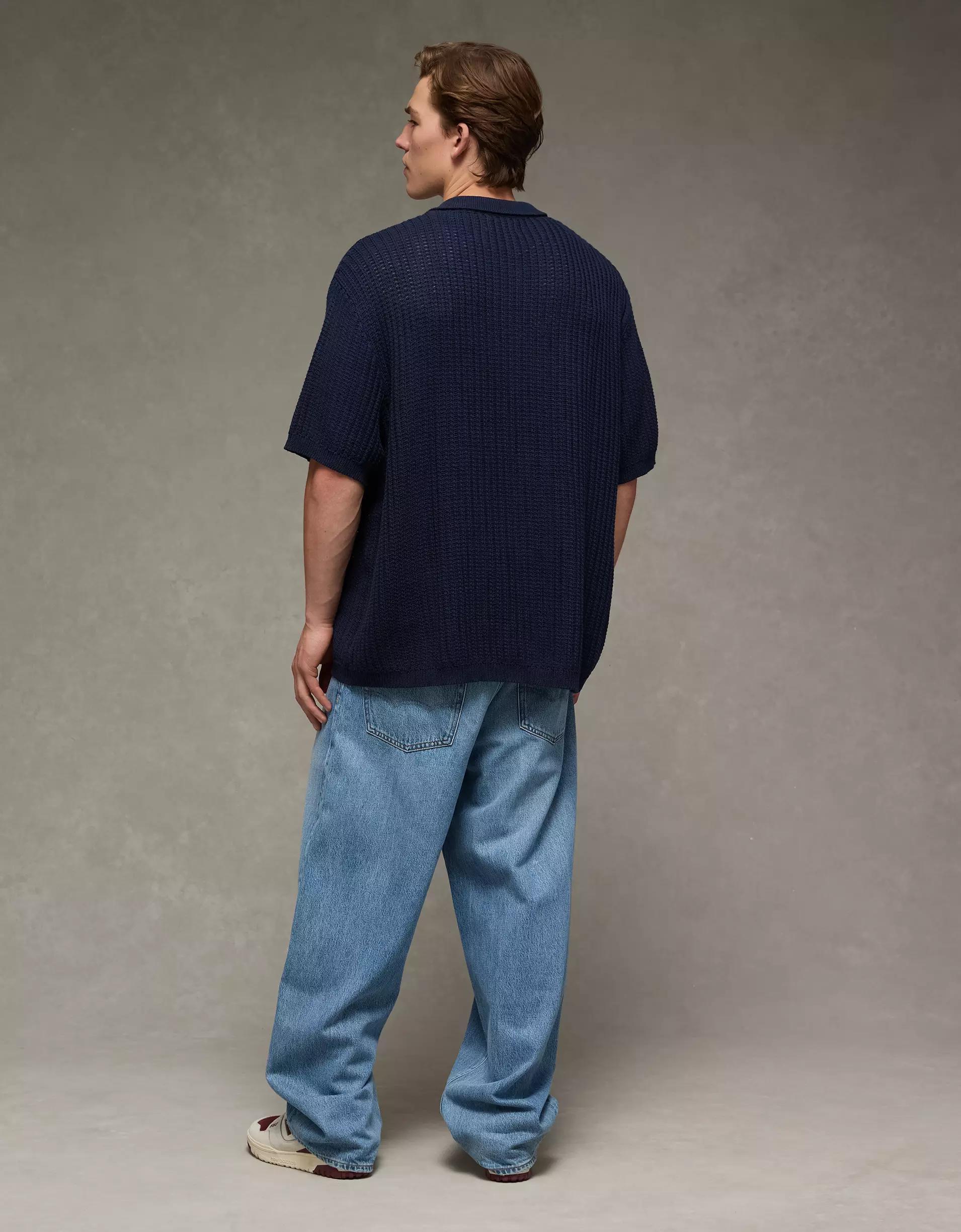 AE Weekend Button-Up Sweater Polo Shirt Product Image