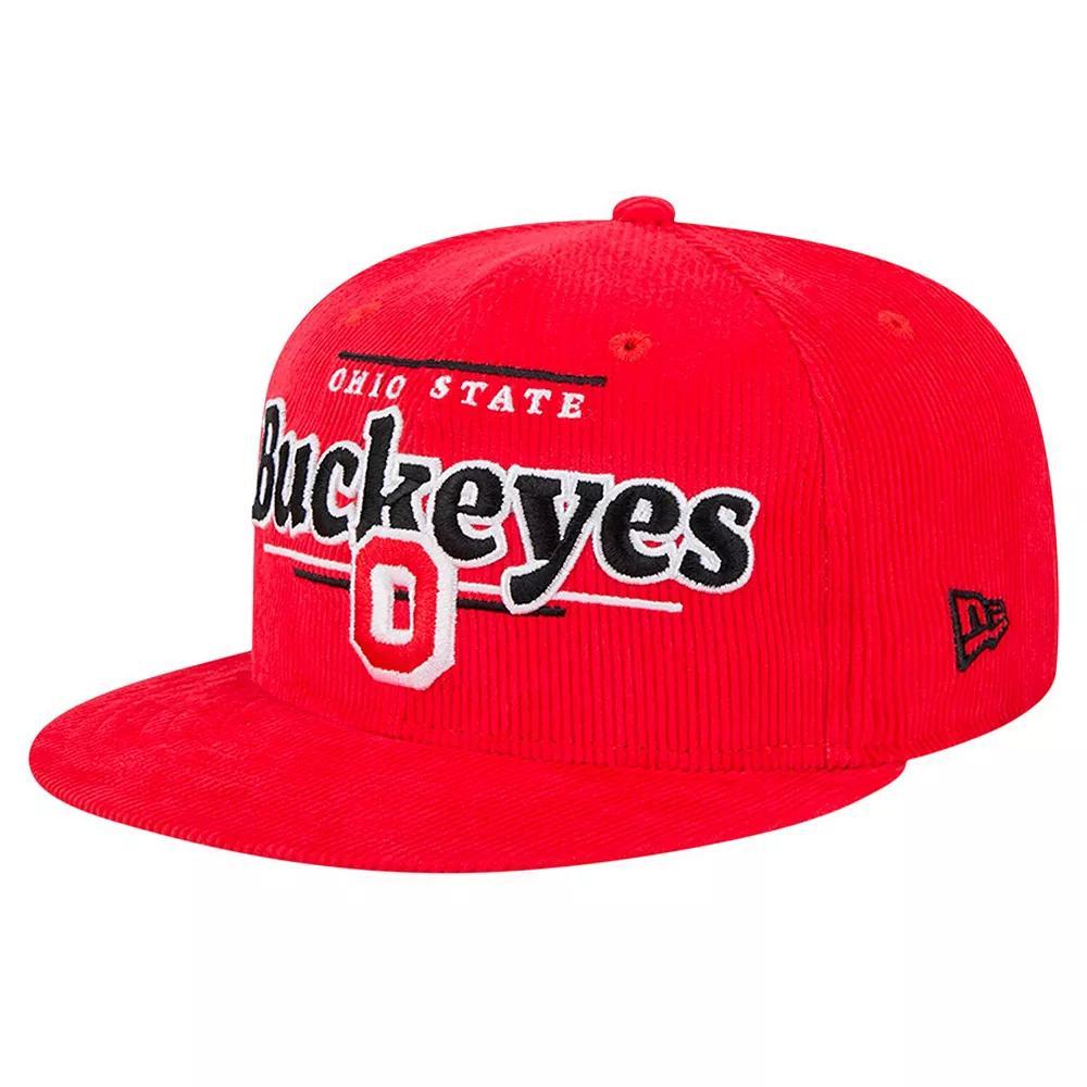 Men's New Era Scarlet Ohio State Buckeyes Display 9FIFTY Snapback Hat, Red Product Image
