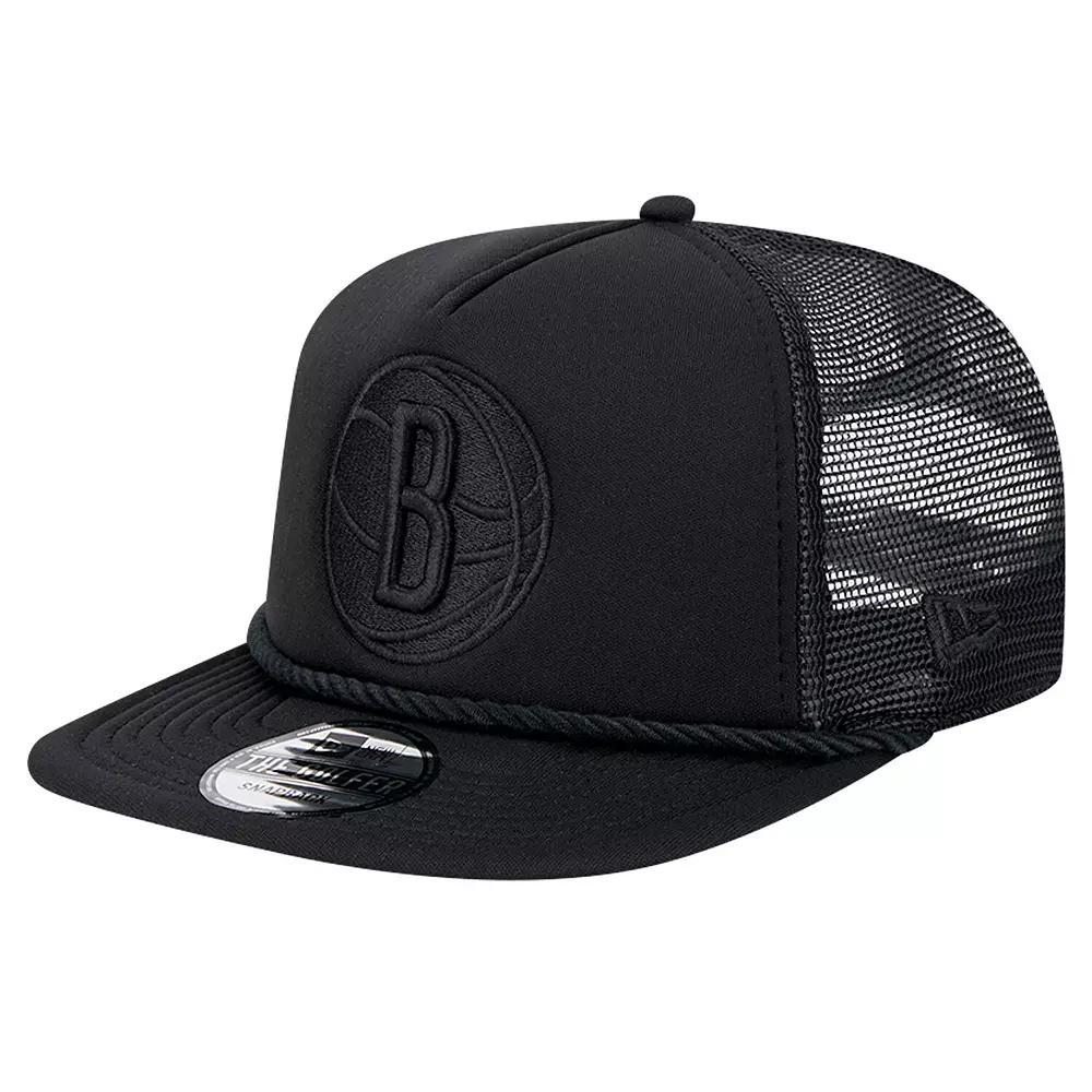 Men's New Era Black Brooklyn Nets Tone Foam Meshback Golfer Snapback Hat Product Image