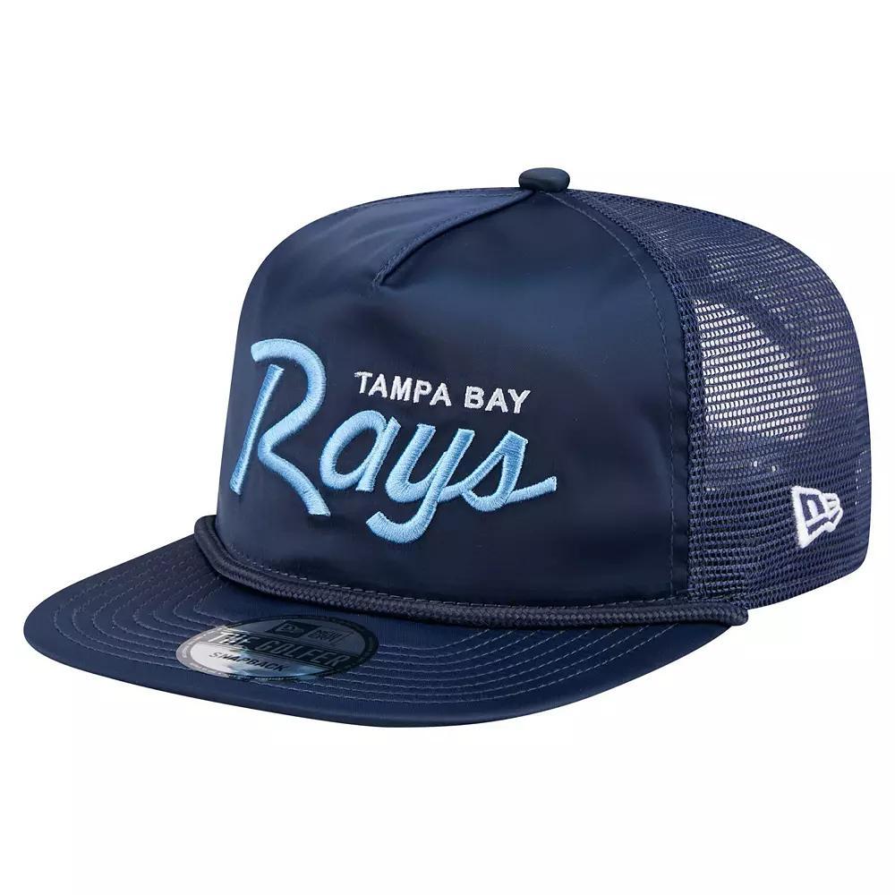 Men's New Era Navy Tampa Bay Rays Retro Satin Script Golfer Adjustable Hat, Blue Product Image