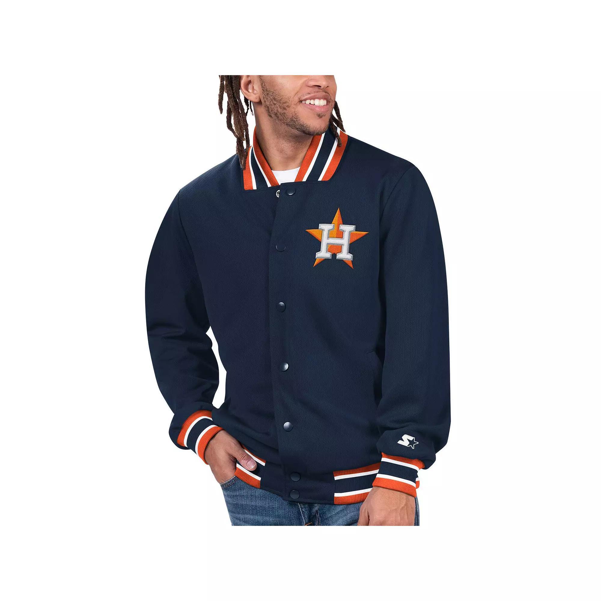 Men's Starter Royal Houston Astros Secret Weapon Satin Full-Snap Jacket, Size: XL, Blue Product Image