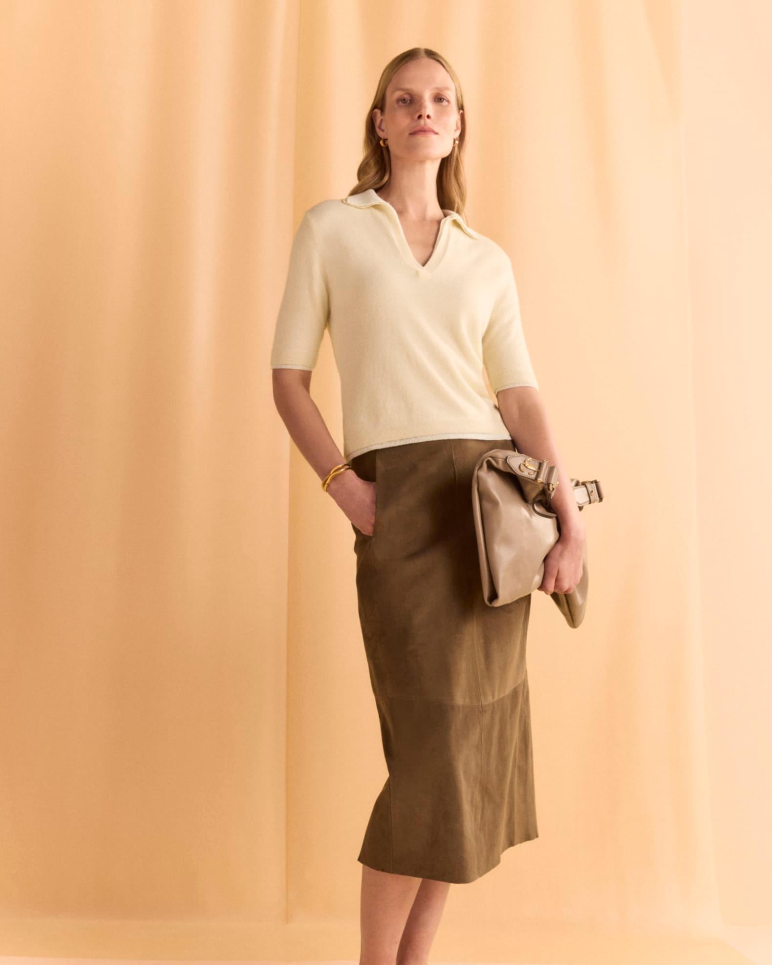 Mulberry Silk and Cashmere Polo Top Product Image
