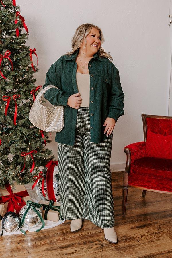 On My Mind Corduroy Button Up In Forest Curves Product Image