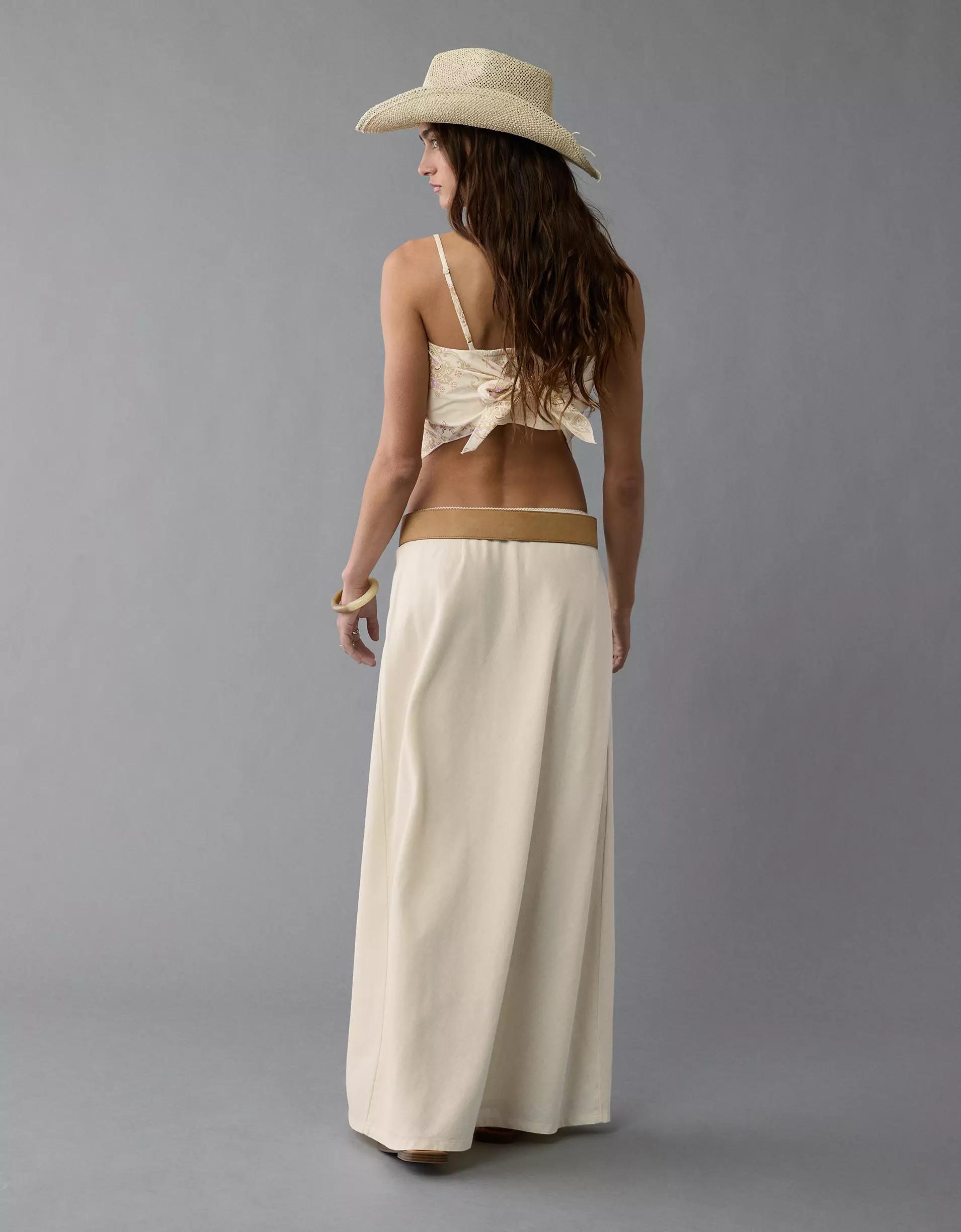 AE High-Waisted Linen-Blend Maxi Skirt Product Image