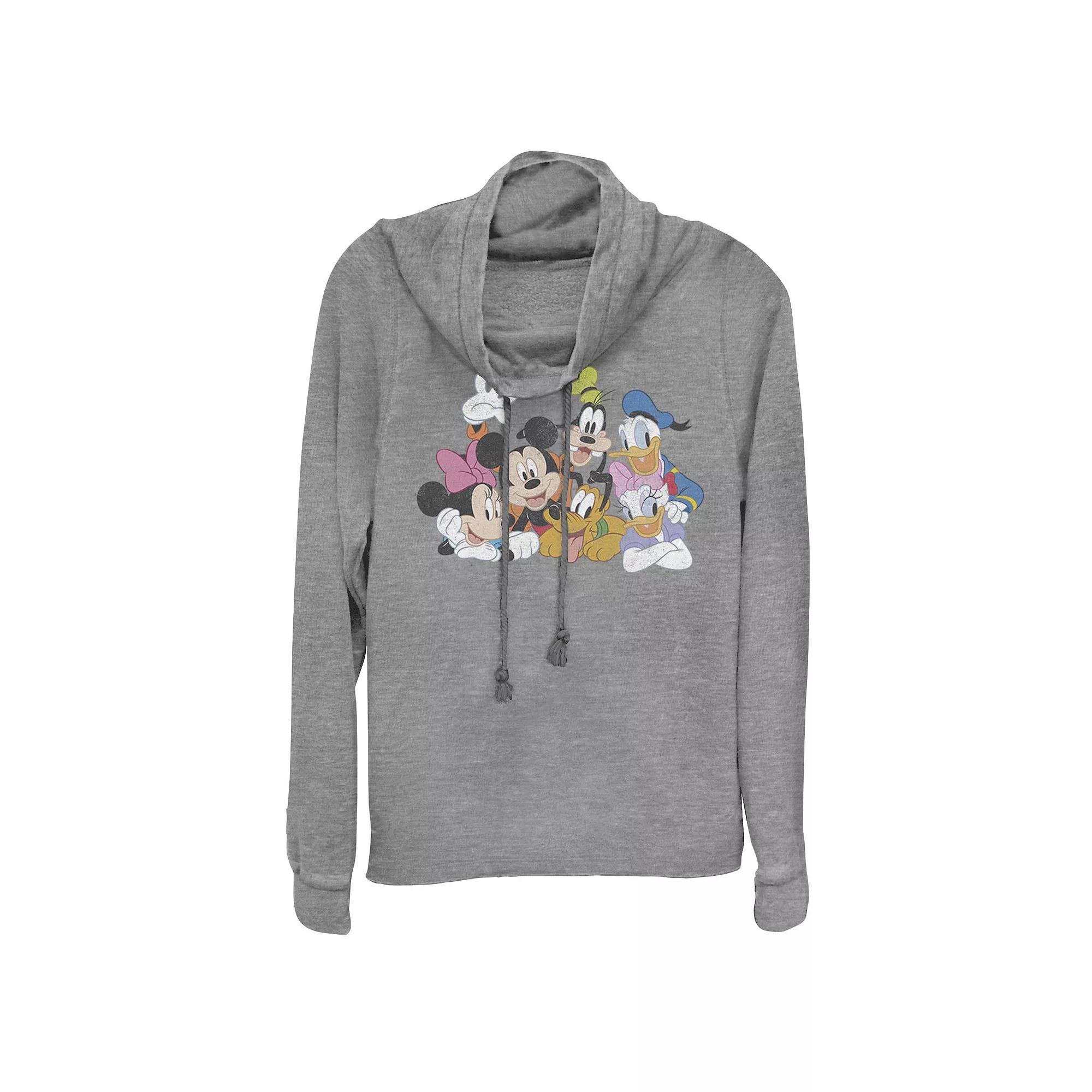 Disney's Mickey Mouse Juniors' Classic Group Cowlneck Graphic Lightweight Long Sleeve, Girl's, Size: 3XL, Gray Grey Product Image