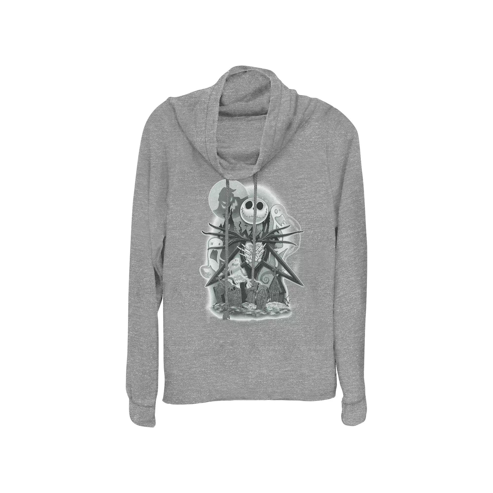 Disney's The Nightmare Before Christmas Jack Skellington Cemetery Women's Cowlneck Graphic Lightweight Long Sleeve,  Product Image