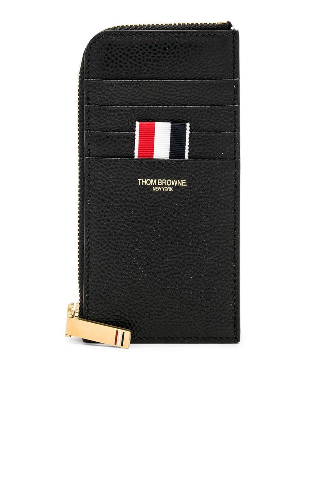 THOM BROWNE Pebble Grain Half-zip Wallet In Black Product Image