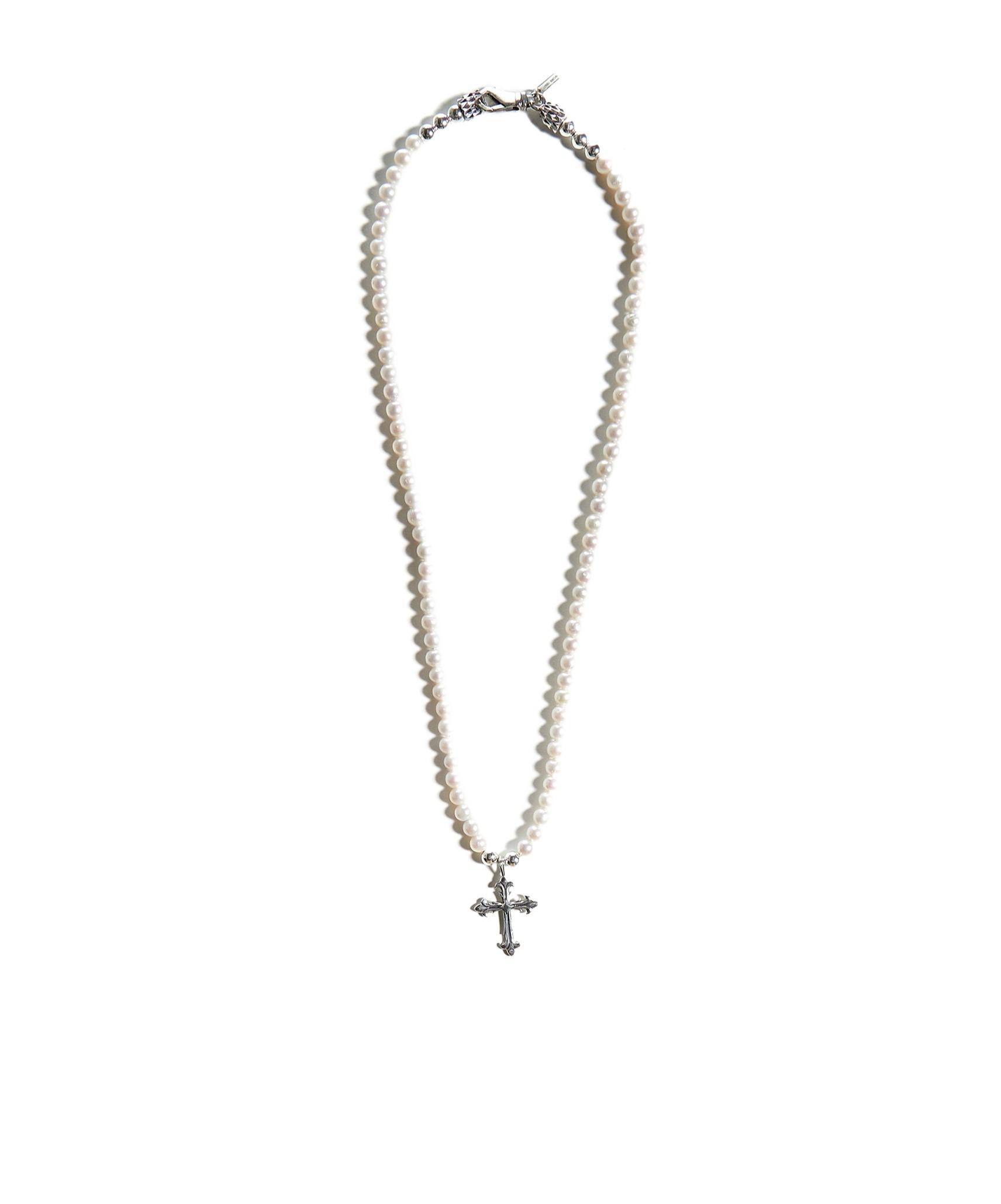 EMANUELE BICOCCHI Cross Pearl Necklace In Silver Product Image