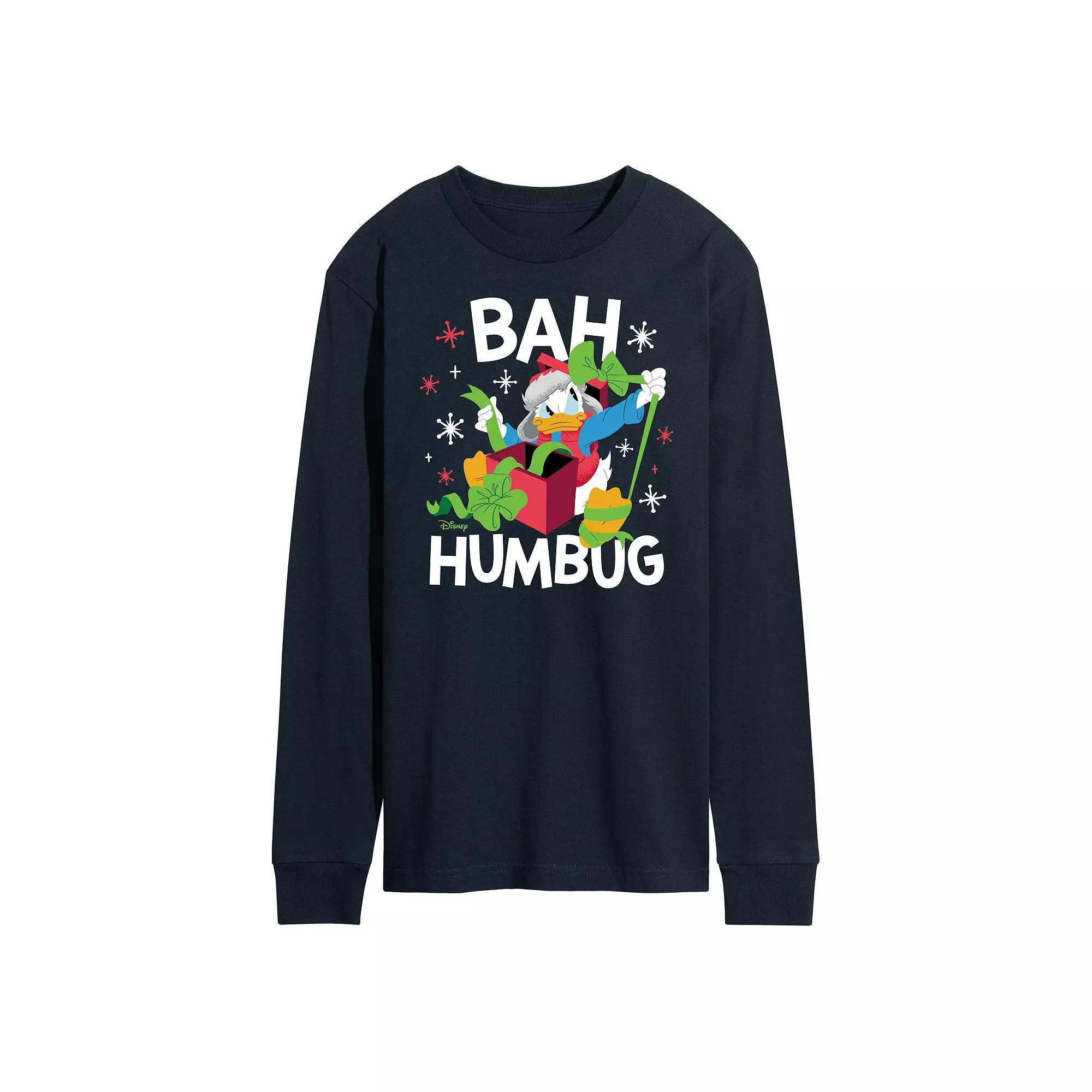 Disney's Mickey Mouse & Friends Donald Duck Men's Bah Humbug Long Sleeve Graphic Tee,  Product Image