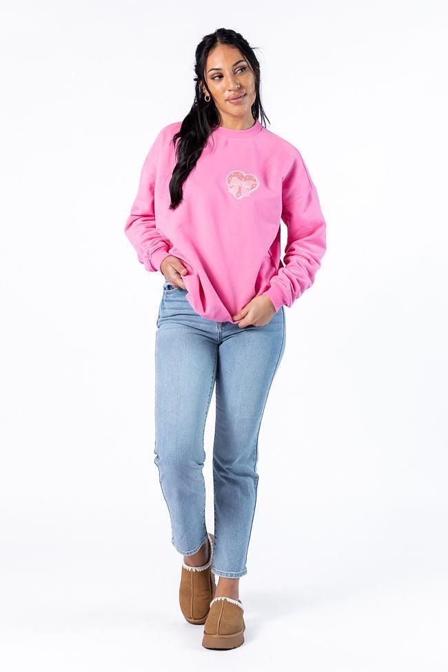 You're The Sweetest Thing Pink Oversized Graphic Sweatshirt Product Image