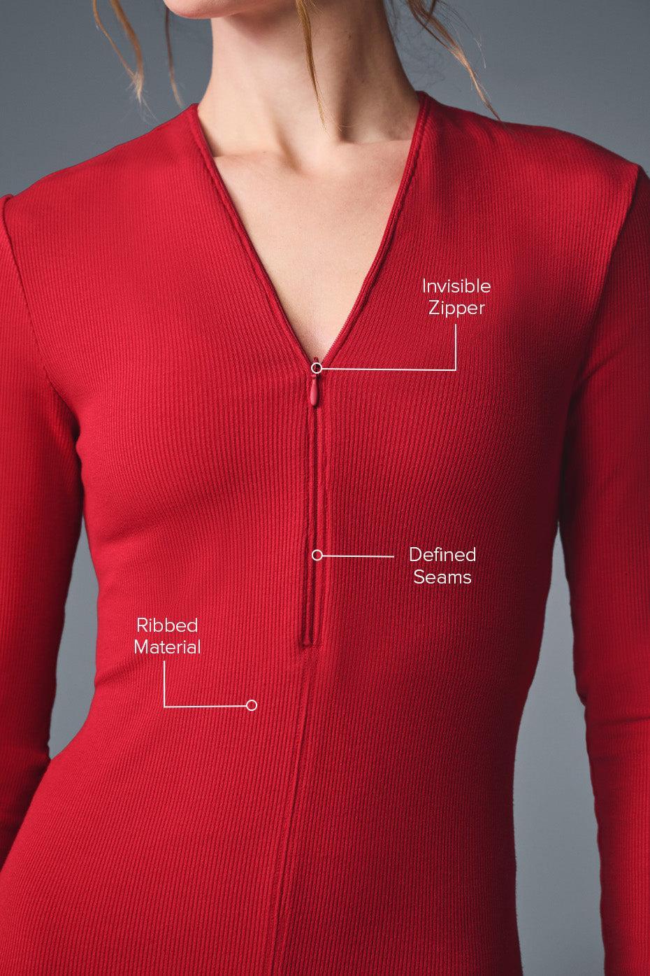 Ribbed Mesmerize Long Sleeve - Bold Red Product Image