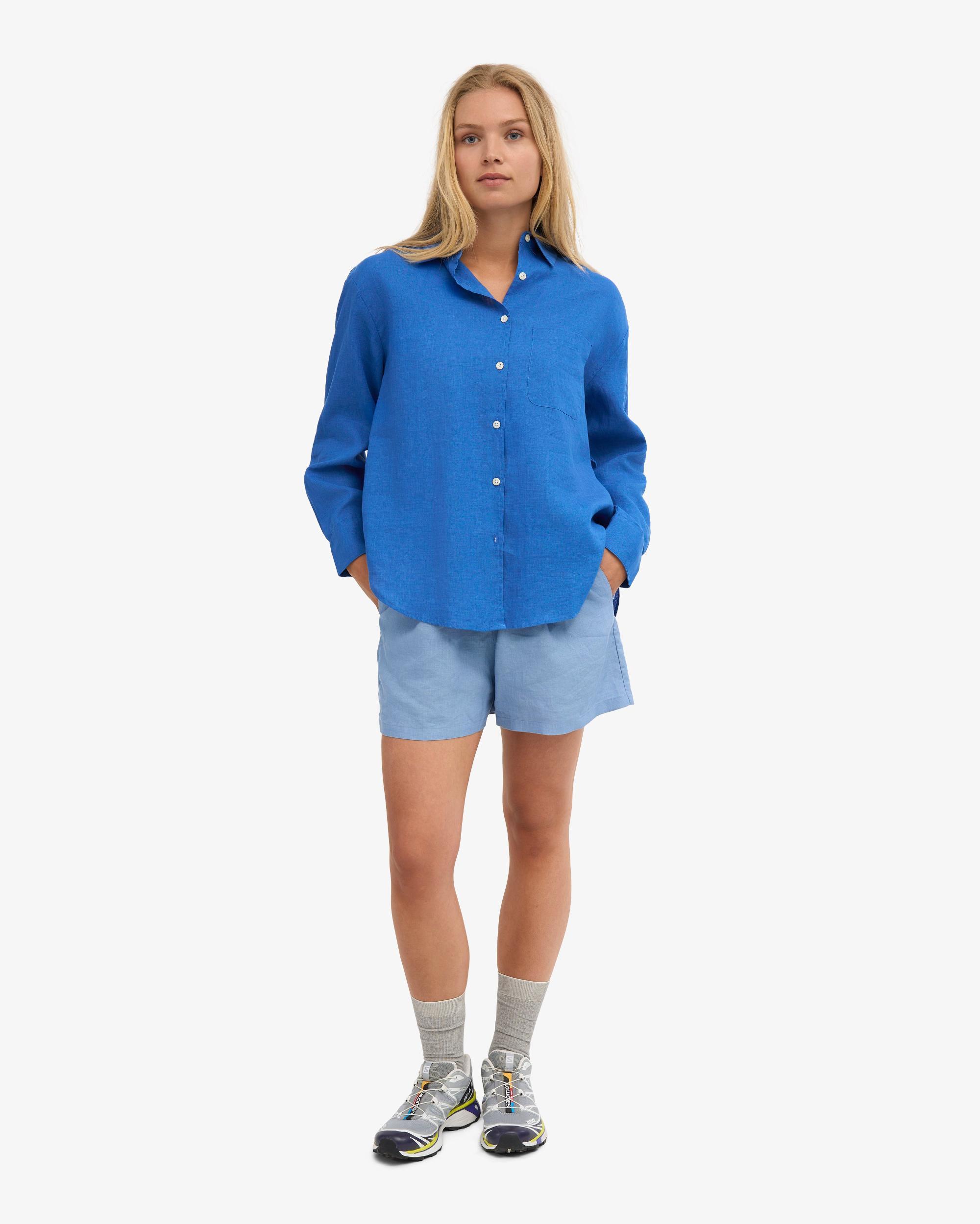 Linen Shorts - Seaside Blue Product Image