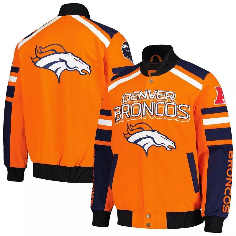 Men's G-III Sports by Carl Banks Orange Denver Broncos Power Forward Racing Full-Snap Jacket,  Product Image