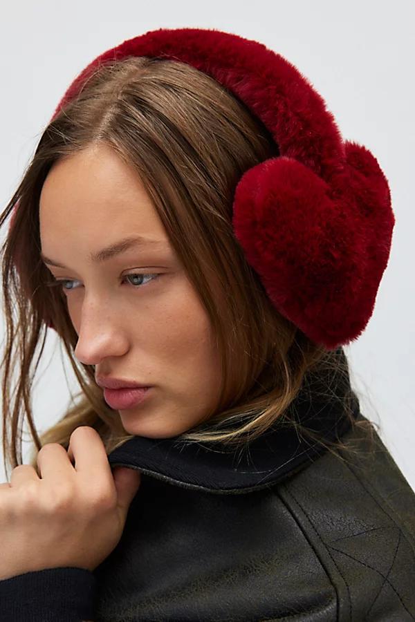 Heart Faux Fur Earmuffs Womens at Urban Outfitters Product Image