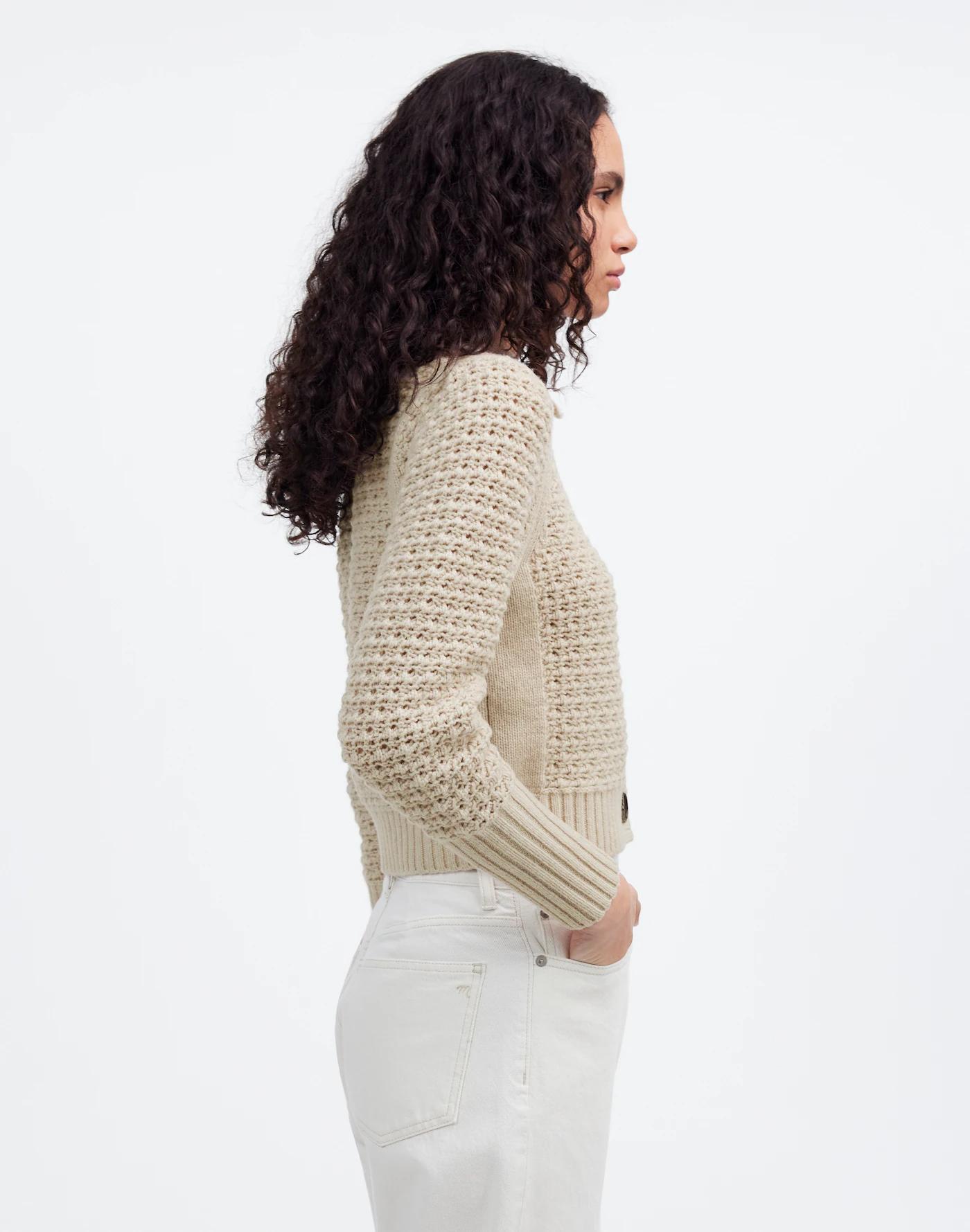 Scalloped Merino Wool-Blend Cardigan Product Image