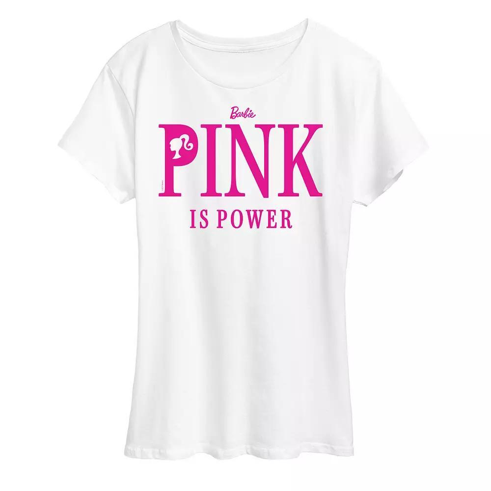 Women's Barbie Pink Is Power Graphic Tee, Girl's, Size: XXL, White Product Image