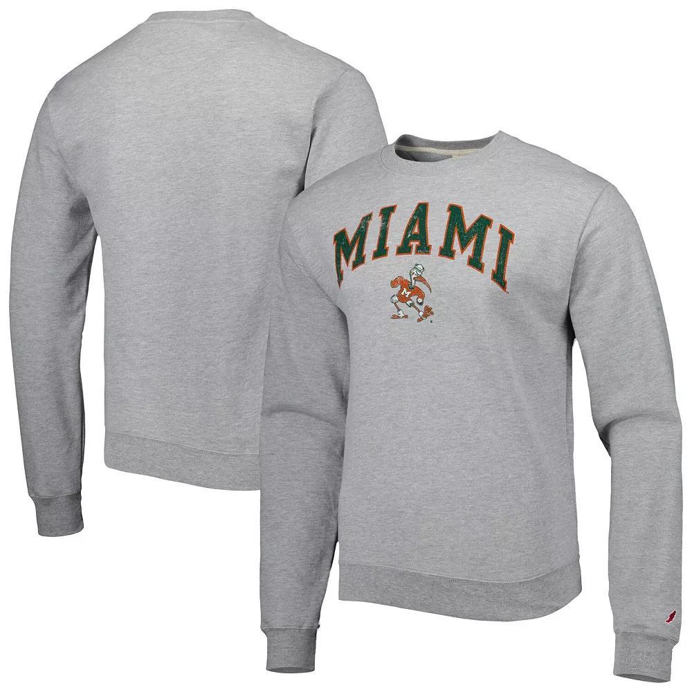 Men's League Collegiate Wear Gray Miami Hurricanes 1965 Arch Essential Lightweight Pullover Sweatshirt, Size: 2XL, Grey Product Image