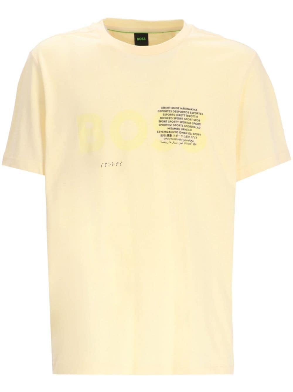 HUGO BOSS Logo-print Cotton T-shirt In Nude Product Image